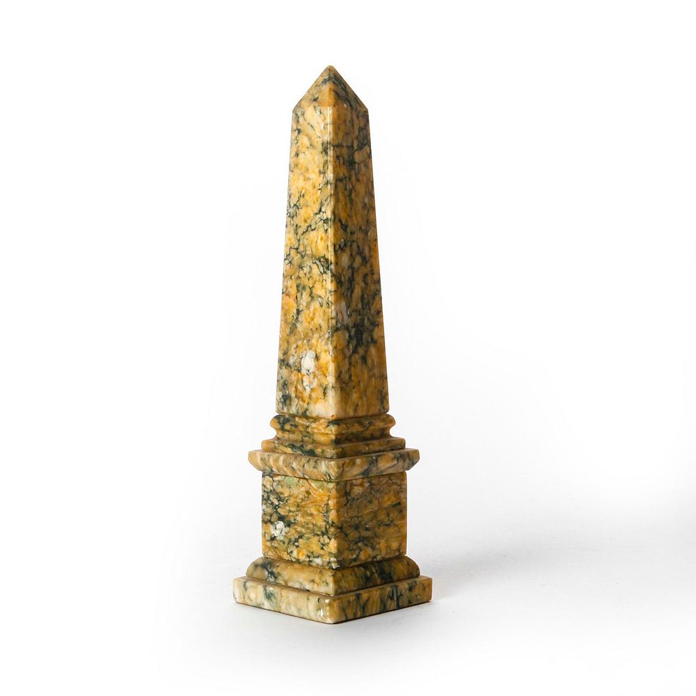 Appraisal: ANTIQUE MARBLE CREAM COLORED OBELISK Hand carved heavy marble Issued