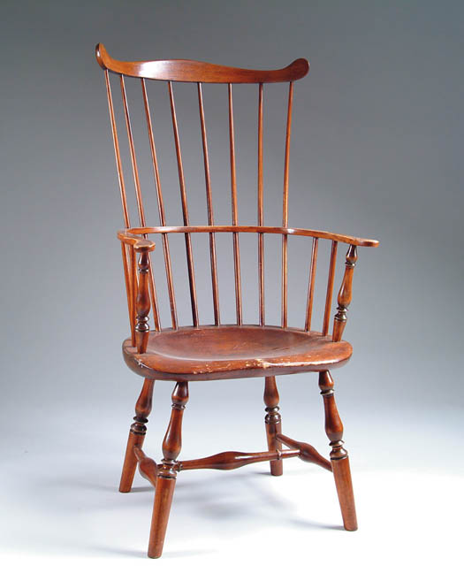 Appraisal: FINE COMB BACK WINDSOR ARMCHAIR Eight spindle high comb with