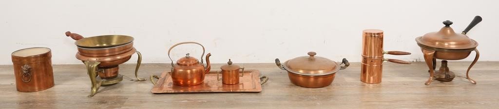 Appraisal: PIECES COPPER COOKWARE pieces copper cookware Odel teapot Manning Bowman