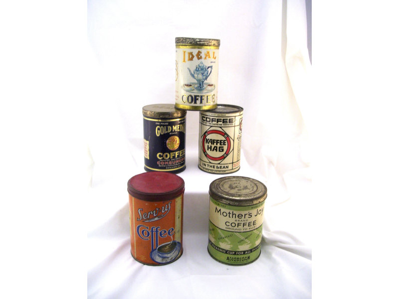 Appraisal: - Advertising Coffee Tins Includes Ideal Gold Meadow Kaffee Hag