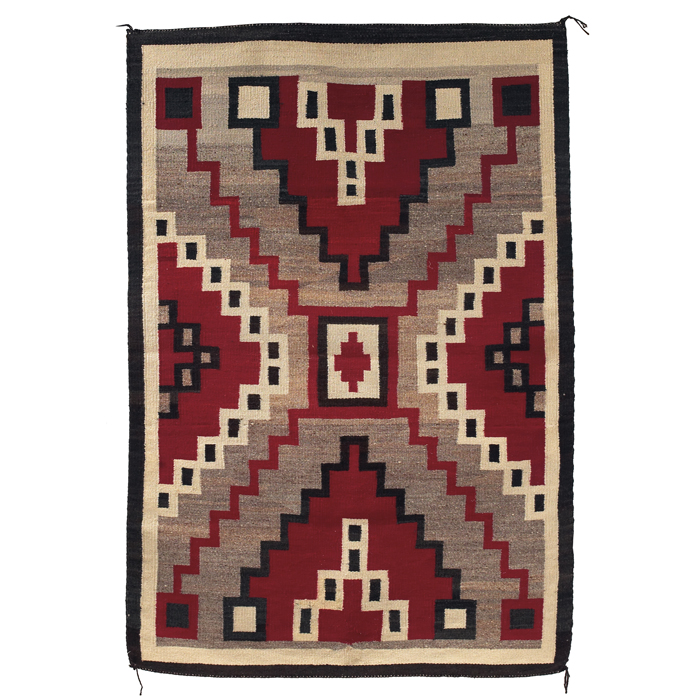 Appraisal: Navajo rug c geometric pattern in red brown and cream