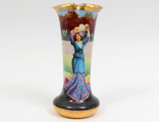 Appraisal: DRESDEN PORCELAIN VASE German th Century Painted with a maiden