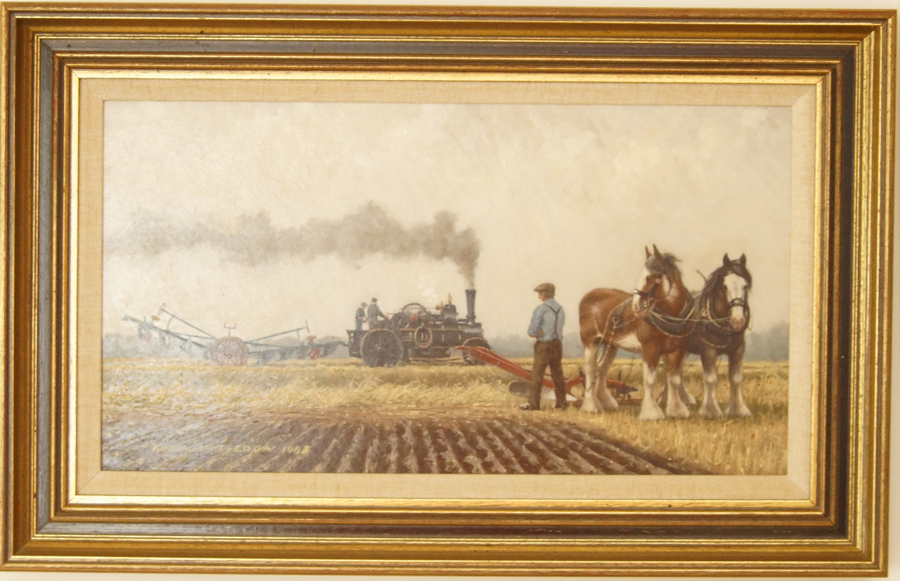 Appraisal: Robin Wheeldon b 'Clydesdale and Steam Plougher' oil on board