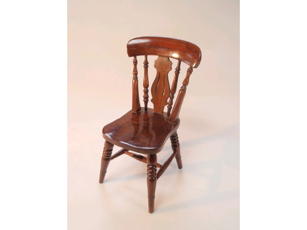 Appraisal: A thC or later mahogany Windsor apprentice specimen side chair