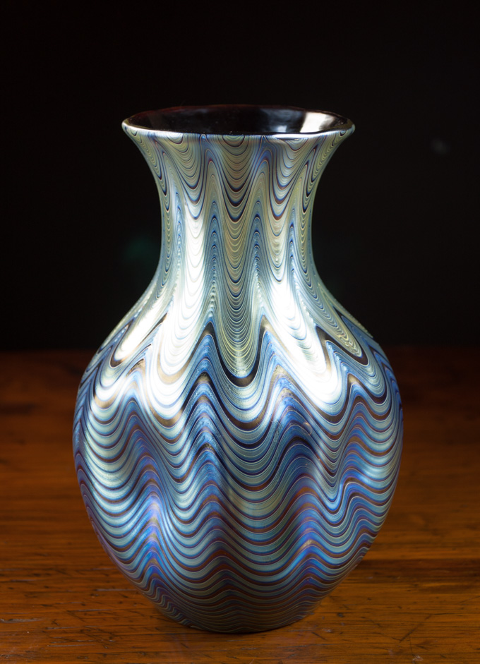 Appraisal: LOETZ ATTRIBUTED ART GLASS VASE of bulbous pinched form having