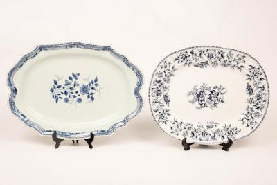 Appraisal: A French faience meat plate restorations a transfer printed meat