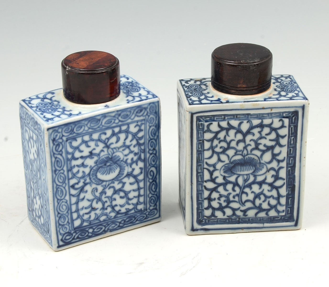 Appraisal: QING DYNASTY BLUE WHITE PORCELAIN TEA BOXES - Chinese Blue