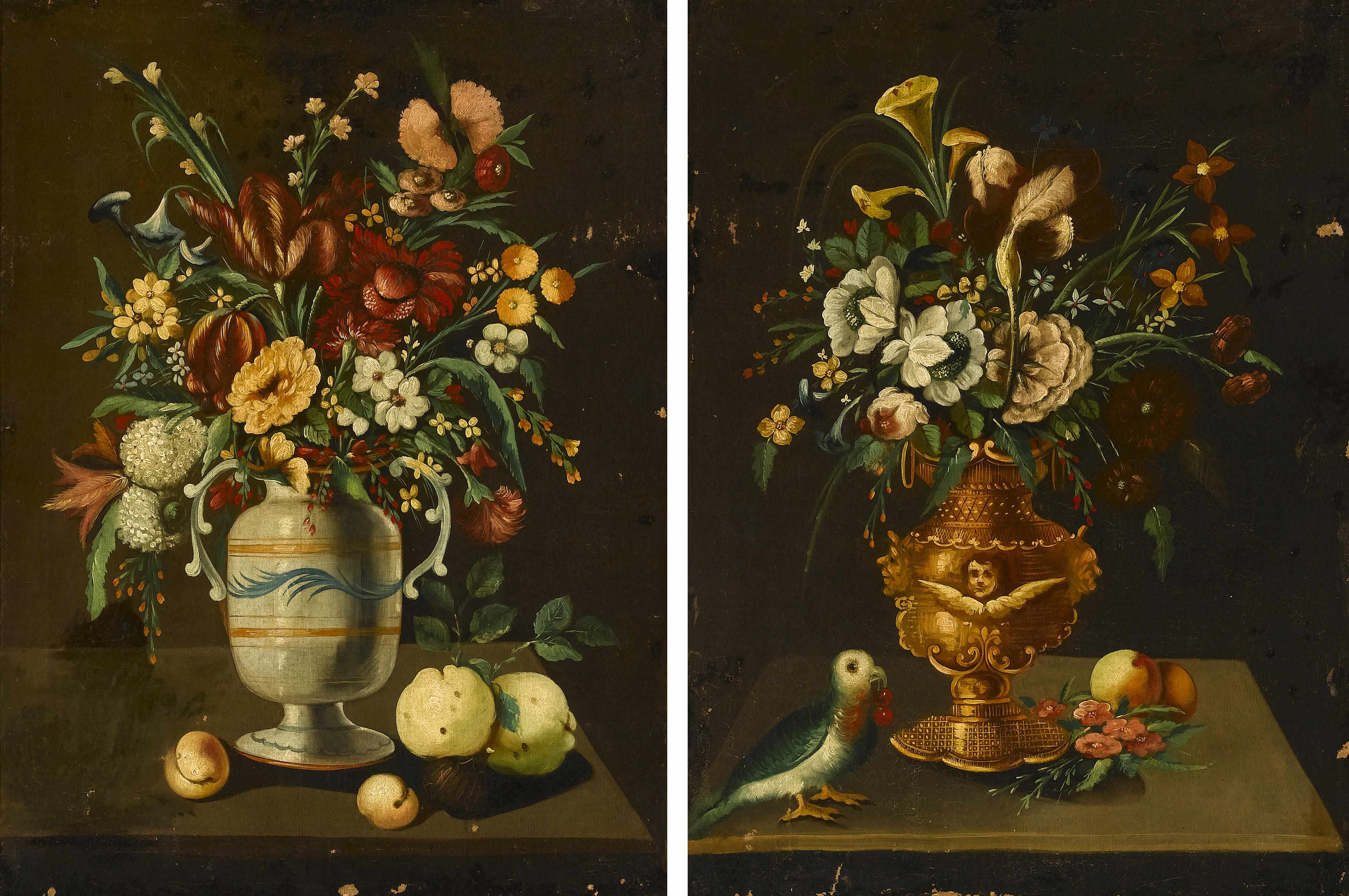 Appraisal: Continental School th th century A floral still life with