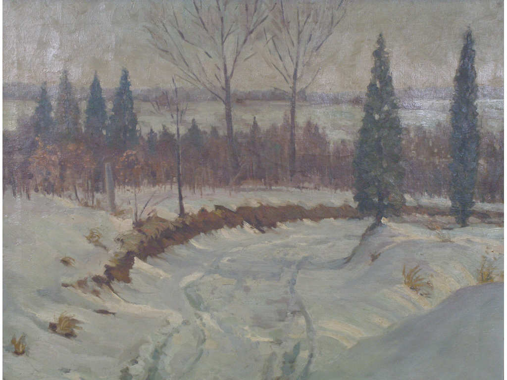 Appraisal: Leo Weinrich American th c Snowy Landscape oil on canvas