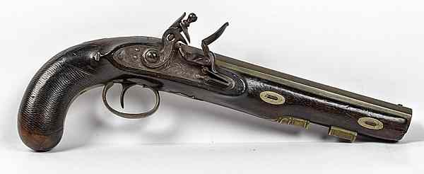 Appraisal: English Flintlock Pistol by P Moore bore diameter octagonal brass