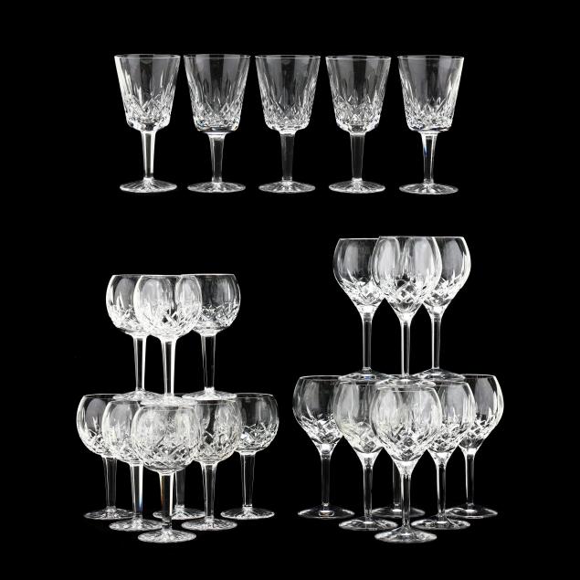 Appraisal: WATERFORD CRYSTAL GLASSES Including wine stems in wine goblets in