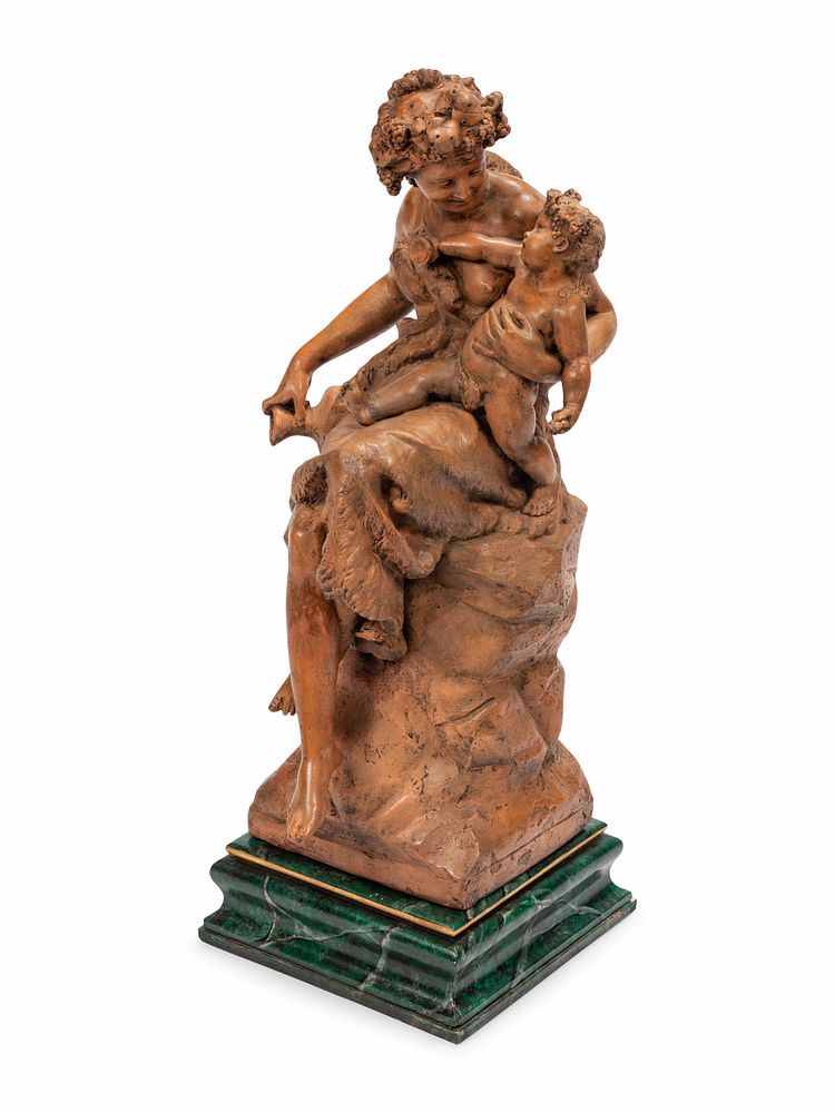 Appraisal: A Continental Terra Cotta Figural Group on a Faux Marble