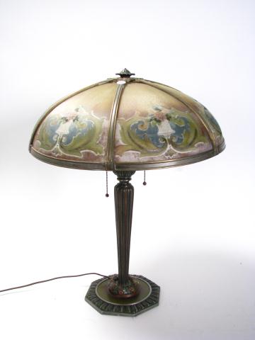 Appraisal: Bradley Hubbard table lamp cast metal with painted decorated floral