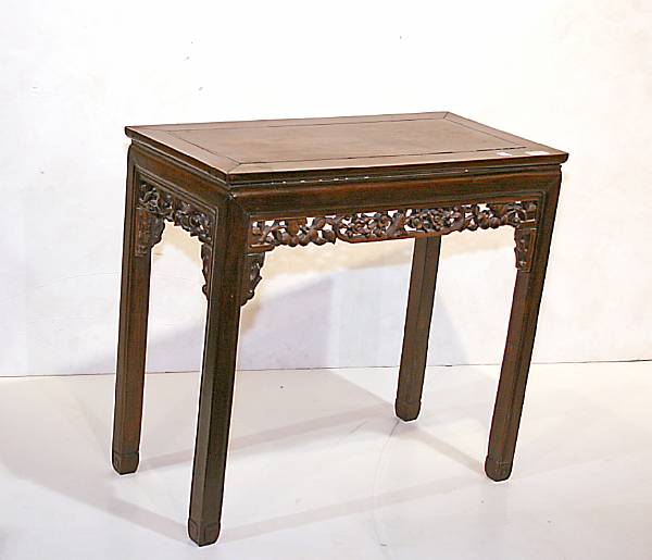 Appraisal: A hardwood altar table Republican Period with reticulated grapevine apron