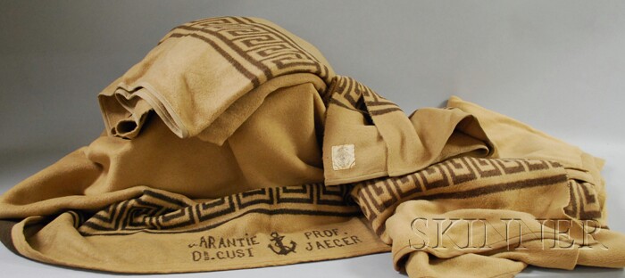 Appraisal: Four Dr Jaeger Greek Key Pattern Wool Blankets with tags