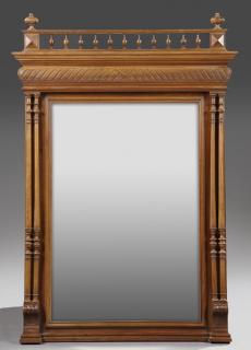 Appraisal: French Henri II Style Carved Walnut Overmantel Mir French Henri