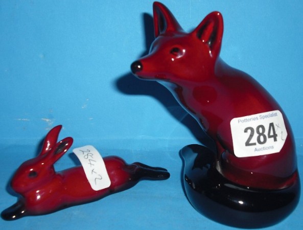 Appraisal: Royal Doulton Flambe small seated Fox and lying Hare