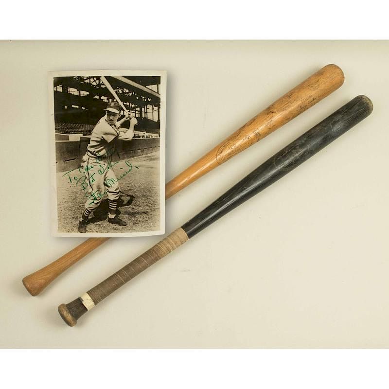 Appraisal: Stan Musial Photo Two Vintage Baseball Bats Lot comprising two