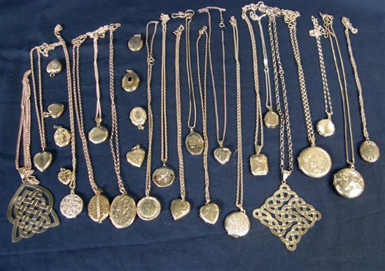 Appraisal: Twenty English Continental and white metal lockets and pendants on