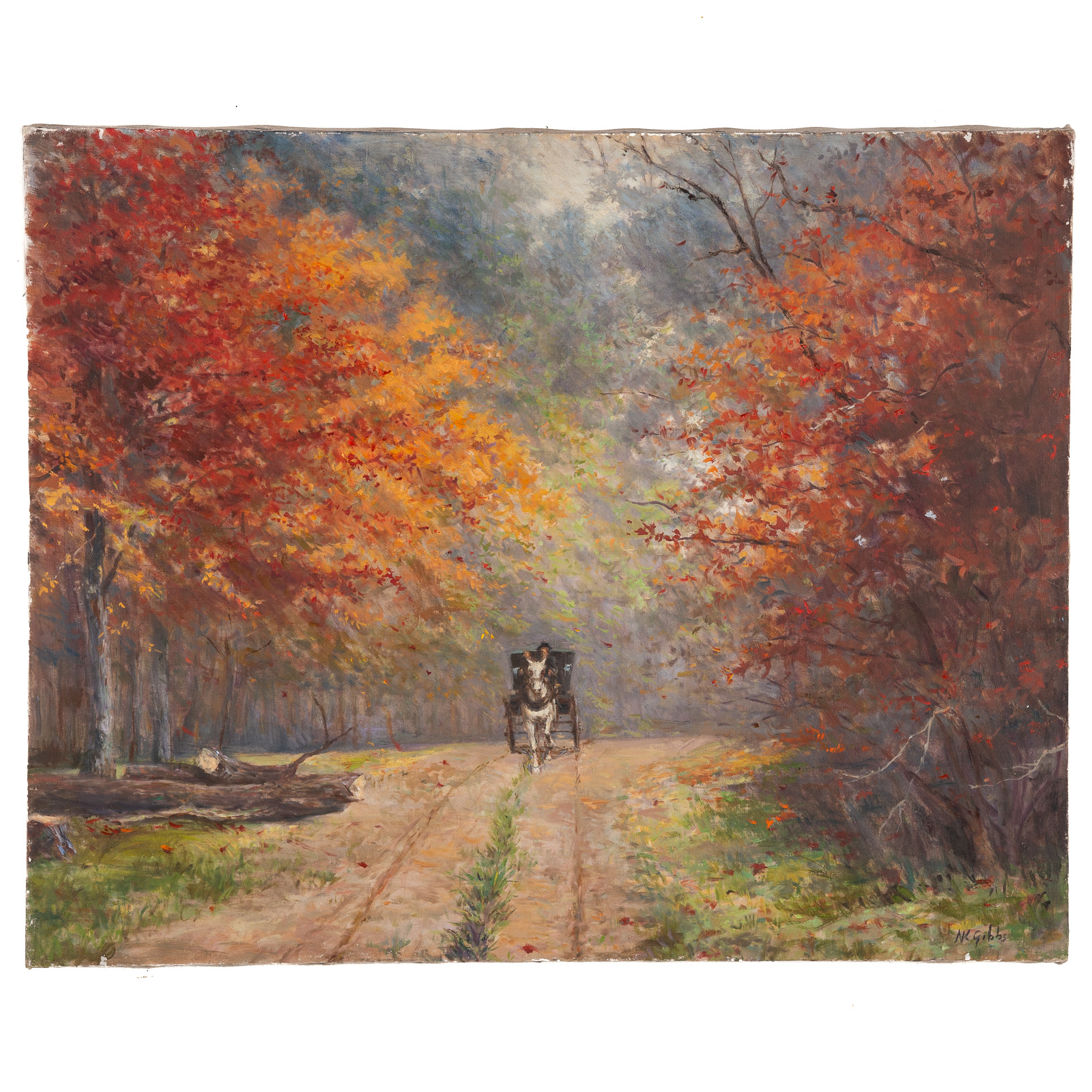 Appraisal: NATHANIEL K GIBBS AUTUMN TRAIL OIL American - Oil on