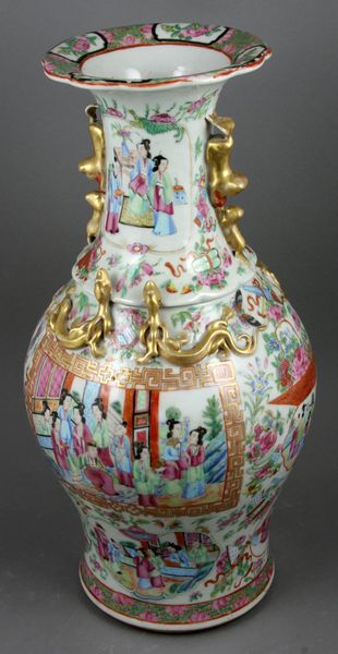 Appraisal: Exceptional th Century Famille Rose Mandarin porcelain vase x Good