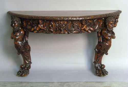 Appraisal: Victorian carved console table h x w