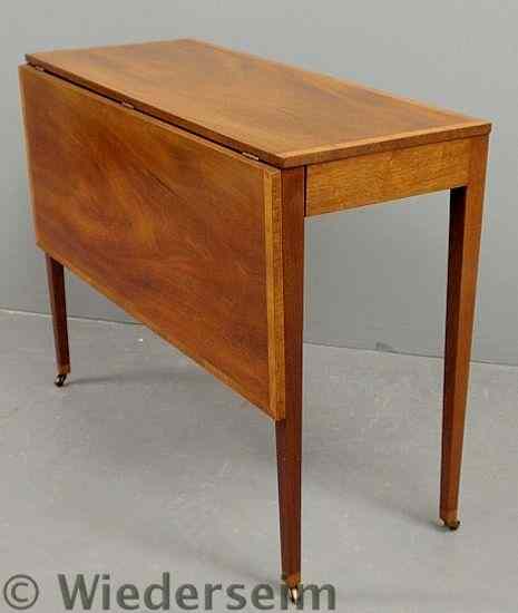 Appraisal: Signed Kittinger inlaid mahogany single drop-leaf wine tasting table with