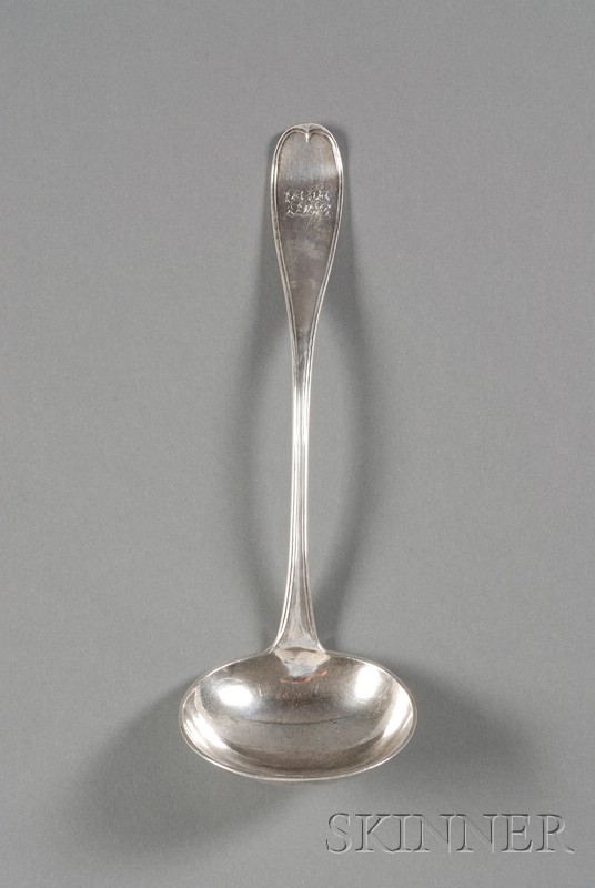 Appraisal: Boston Coin Silver Soup Ladle Pear Bacall c threaded handle