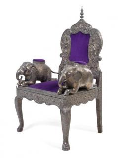 Appraisal: An Indian Silver-Clad Throne Chair th th century the back