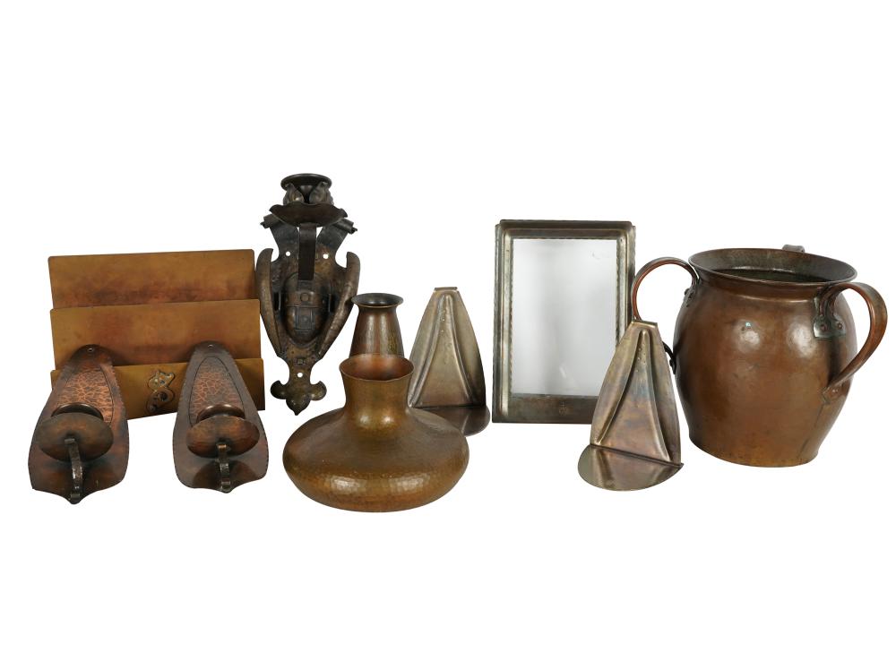 Appraisal: COLLECTION OF HAMMERED COPPERcomprising a loving cup inches wide inches