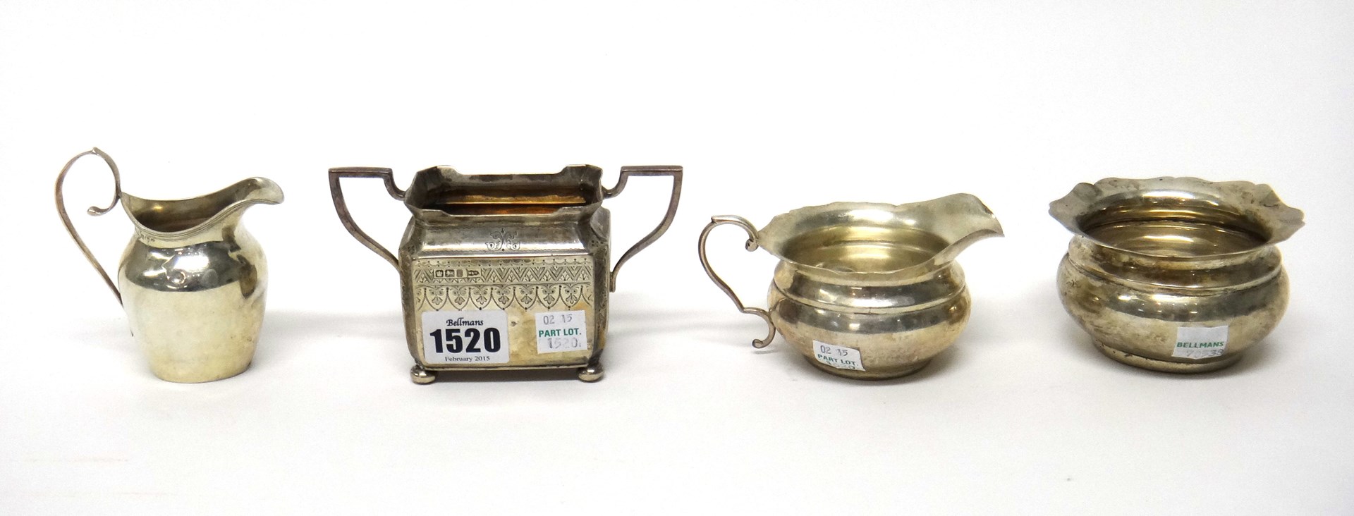 Appraisal: A late Victorian silver shaped rectangular twin handled sugar bowl