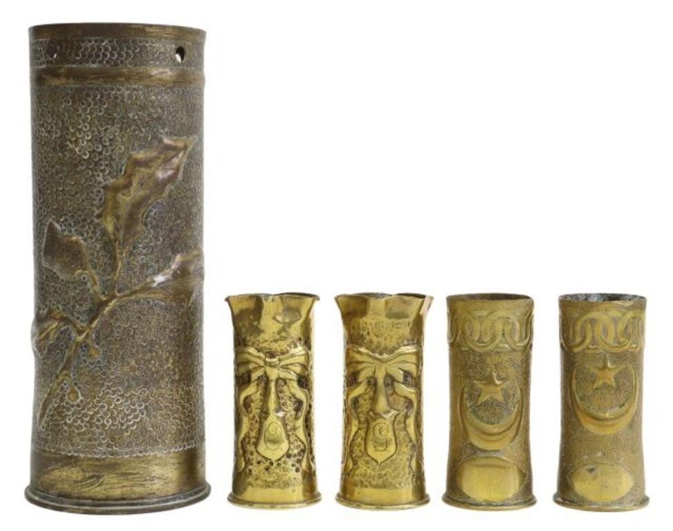 Appraisal: lot of French WWI-era trench art vases fashioned from artillery