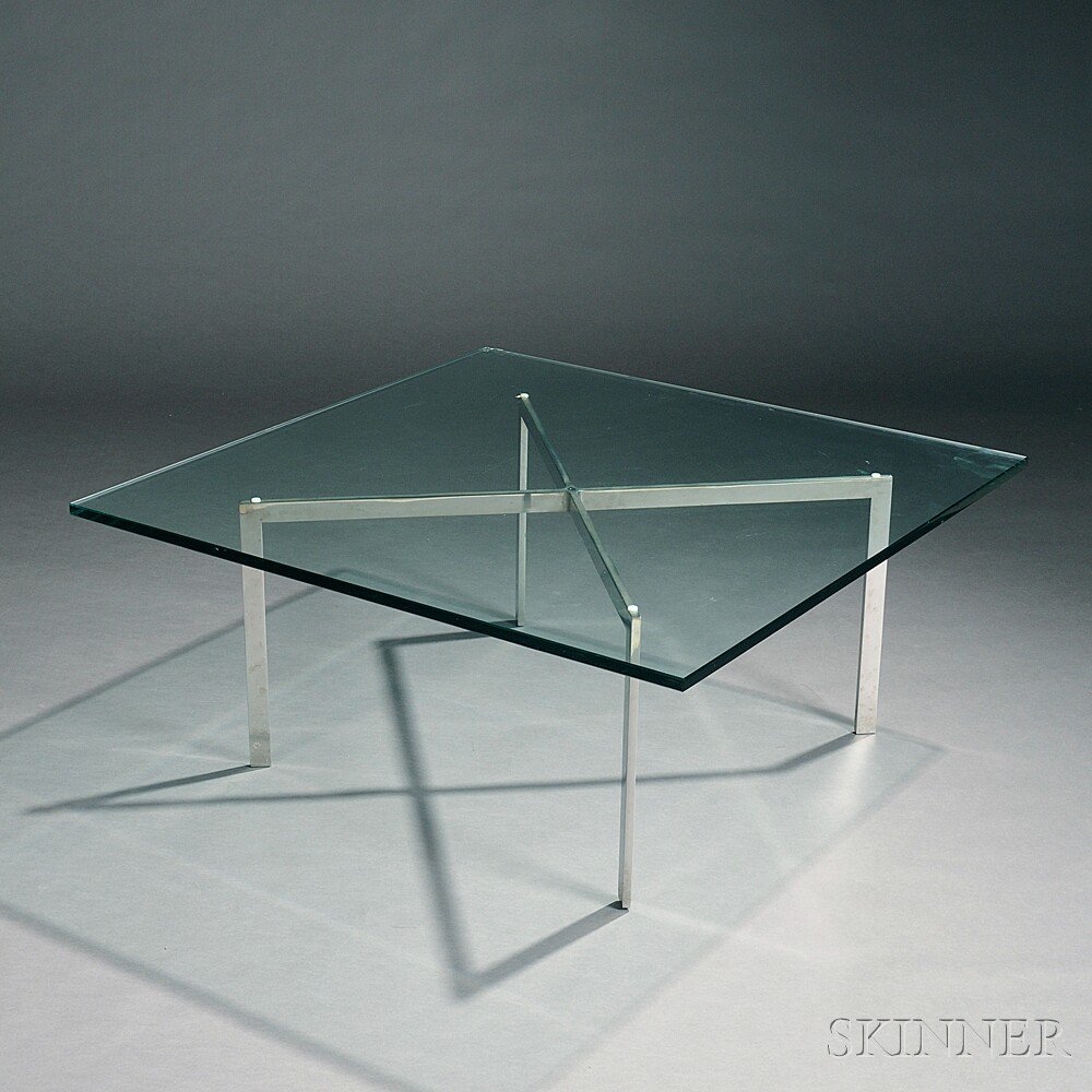 Appraisal: Mies Van der Rohe Barcelona Table Glass stainless steel Mid-