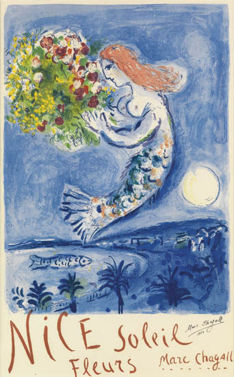 Appraisal: MARC CHAGALL Le Baie des Anges Color lithograph poster x