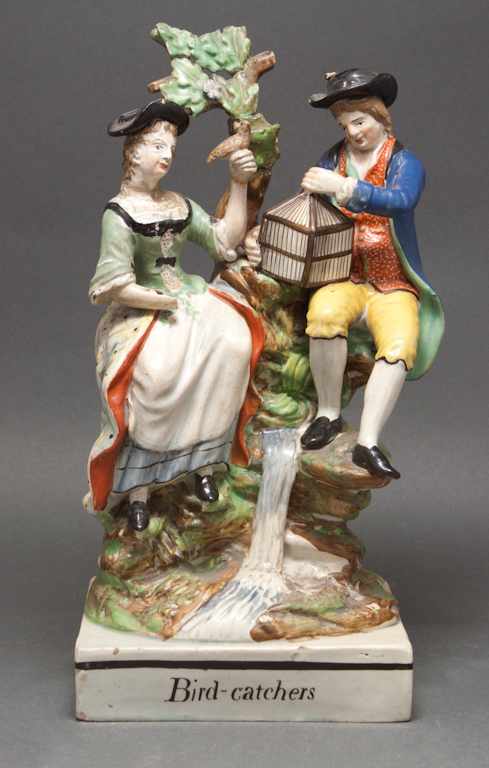 Appraisal: Staffordshire pearlware figural group ''Bird-Catchers '' after model by Ralph