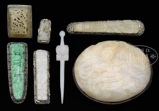 Appraisal: LOT OF JADE AND STONE ACCESSORIES China th th century