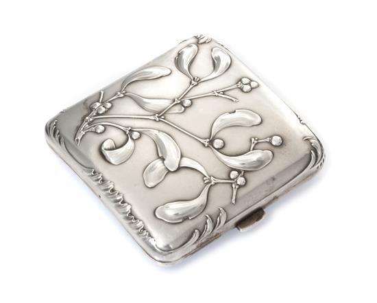 Appraisal: Sale Lot A French Art Nouveau Silver Cigarette Case Maker's