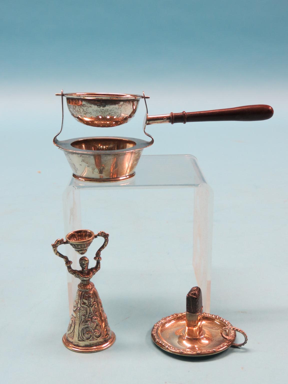 Appraisal: A continental novelty silver wager cup with embossed female figure