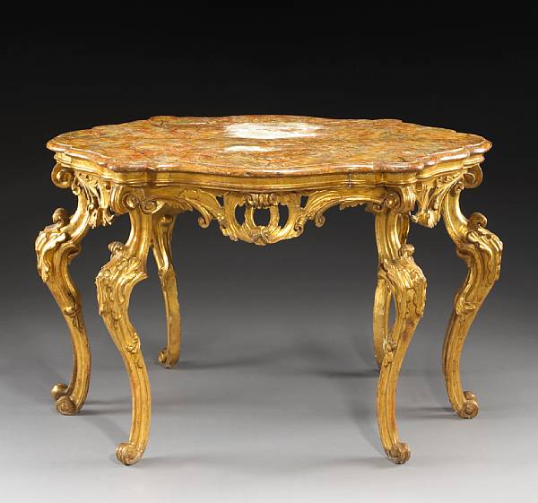 Appraisal: A good pair of Venetian Rococo faux marble and giltwood