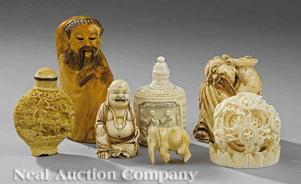 Appraisal: A Group of Japanese Carved Ivory and Bone Items probably