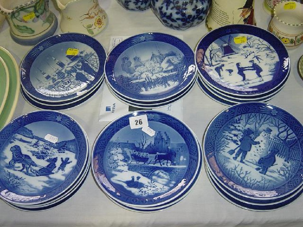 Appraisal: Twenty Royal Copenhagen blue and white printed Christmas collectors plates