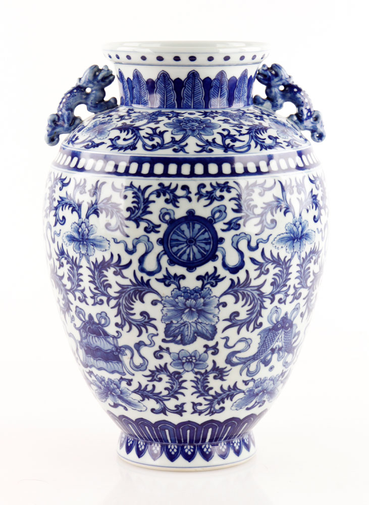 Appraisal: - Chinese Blue and White Porcelain Vase Chinese blue and