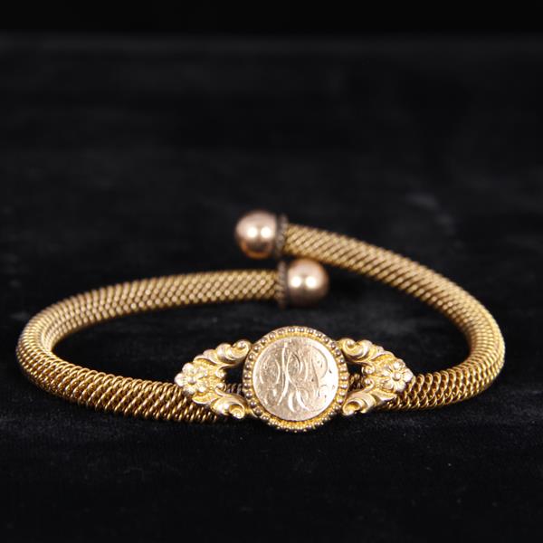 Appraisal: Victorian Rose and Yellow gold filled wrap style bracelet with