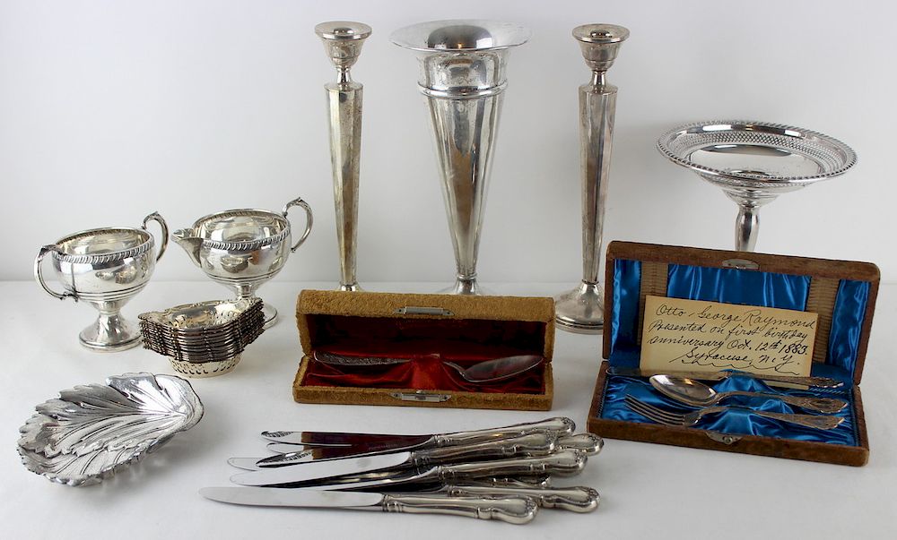 Appraisal: STERLING Assorted Hollow Ware and Flatware Includes Towle sterling knives