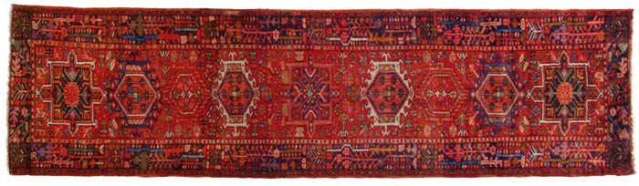 Appraisal: PERSIAN HERIZ RUNNER Nine center medallions on a red field