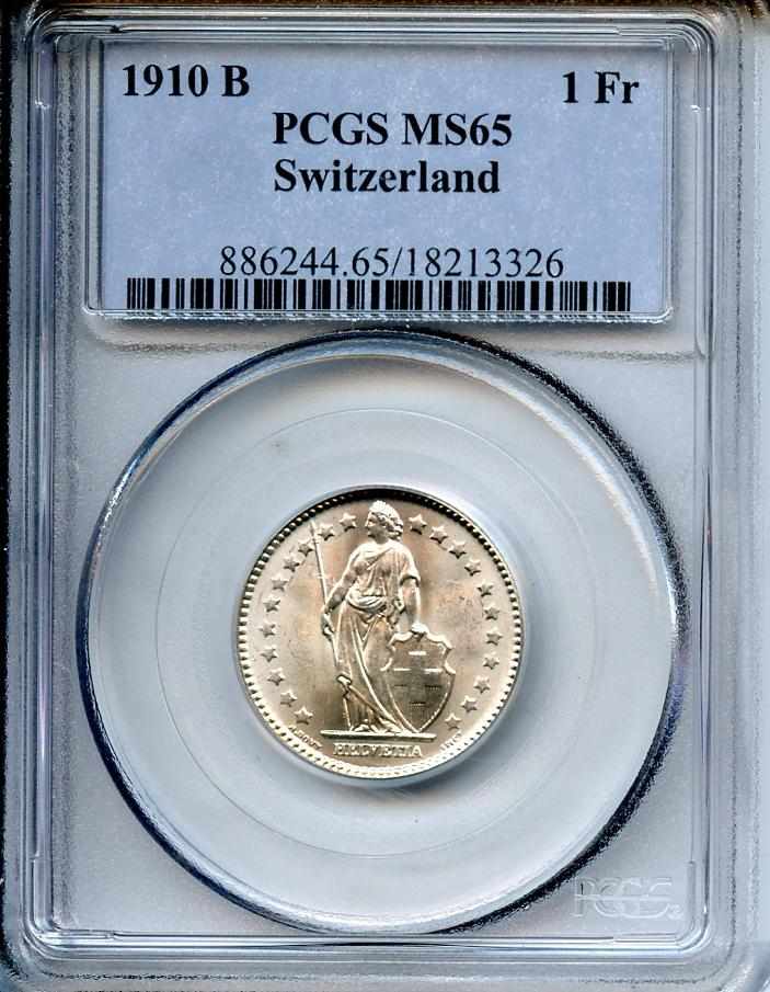 Appraisal: Switzerland B Franc MS PCGS KM- Gleaming frosty luster with