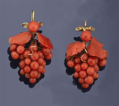 Appraisal: A pair of th Century coral earrings In the form