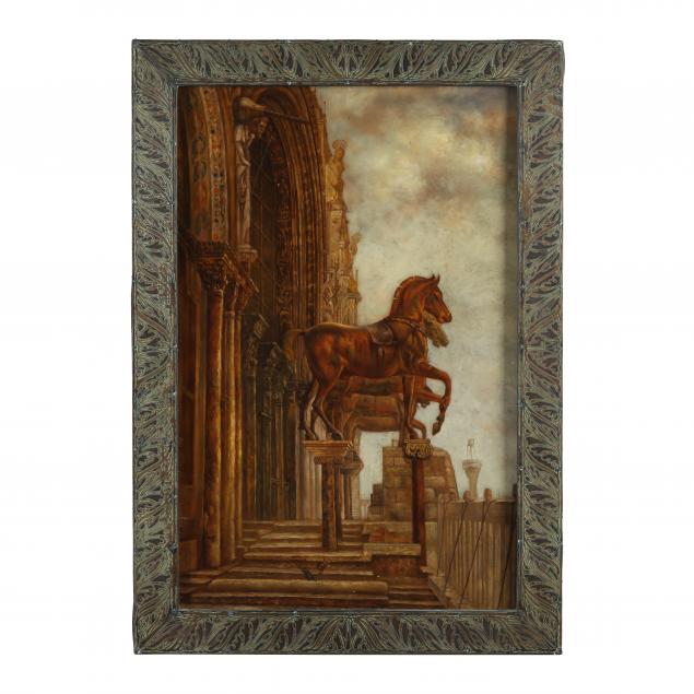 Appraisal: MAITLAND-SMITH PAINTING OF AN CONTINENTAL EQUESTRIAN MONUMENT Oil on panel