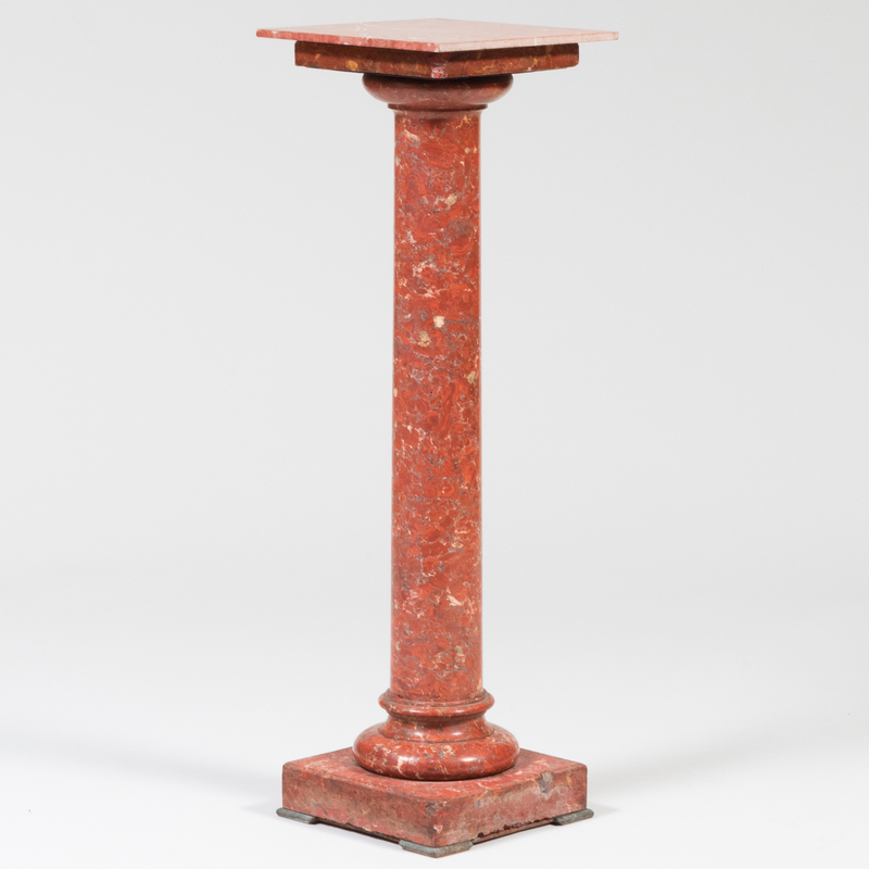 Appraisal: Rouge Mottled Marble Pedestal x x in Condition Scattered nicks