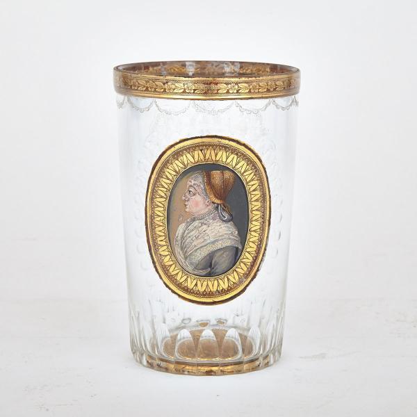 Appraisal: Austrian Zwischengoldglas Portrait Beaker Johann Joseph Mildner Gutenbrunn dated of